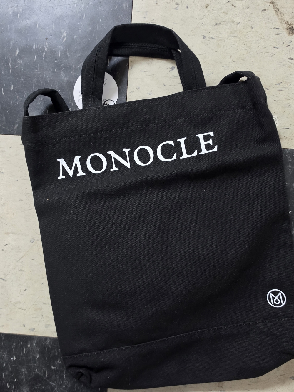 Monocle Black Canvas Tote Bag for Men